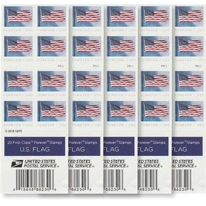 100 Forever Stamps 5 Sheets of 20 First Class USPS Stamps 2019 U.S. Flag Flags